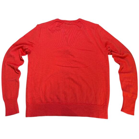 J. Crew 100% Merino Wool V-Neck Sweater Bow Lightweight S Orange Travel Preppy - Picture 2 of 8